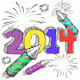 artwork of 2014 with fireworks hand drawn and colored